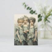 Carte Postale Jeunes fées mignonnes portant des robes satinées v (Debout devant)