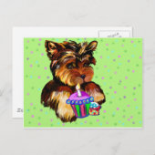 CARTE POSTALE JEUX ANNIVERSAIRE YORKIE POO (Devant / Derrière)