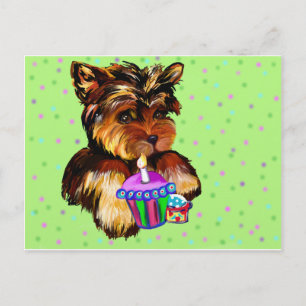 CARTE POSTALE JEUX ANNIVERSAIRE YORKIE POO