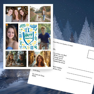 Carte Postale JEUX HANOUKKA Doodle CUSTOM 6 PHOTO Holiday
