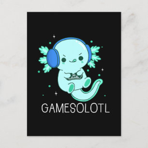 Carte Postale Jeux Kawaii Axolotl Axolotl Joueur