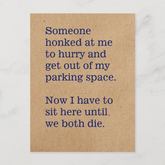 Carte Postale Jeux que nous jouons dans les voitures / Honking J (Devant)