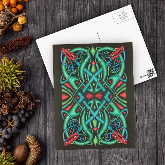 Carte Postale Jewel Tones Ornate Celtic Dragon Knot
