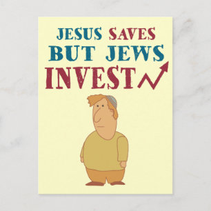 Carte Postale Jews Invest - humour financier juif
