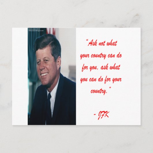 Carte Postale JFK & Citation de Ne Pas Demander (Devant)