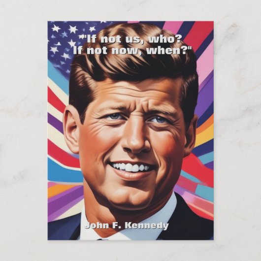 Carte Postale JFK John F. Kennedy Citation Inspiration Motivatio (Devant)