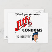 Carte Postale Jiffy Brand Condom Gear ! (Devant / Derrière)