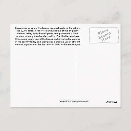 Carte postale Jim Bertram Lakes (Dos)