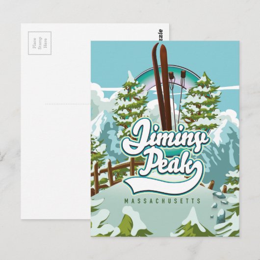 Carte Postale Jiminy Peak ski dans le massachusetts (Devant / Derrière)