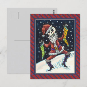 CARTE POSTALE JINGLE BONES PÈRE NOËL, SKELETON VACANCES & STOCKI