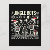 Carte Postale Jingle Bots Festive Robots de vacances avec chapea (Devant)