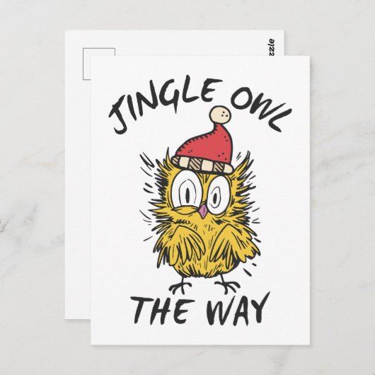Carte Postale Jingle Owl en chemin Funny Père Noël Owl (Devant / Derrière)