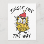 Carte Postale Jingle Owl en chemin Funny Père Noël Owl (Devant)
