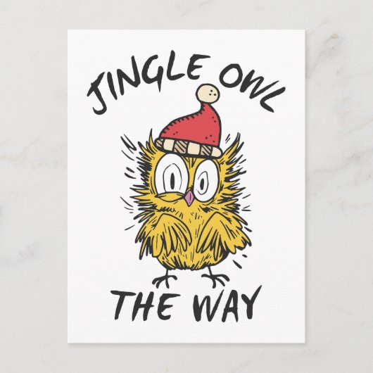 Carte Postale Jingle Owl en chemin Funny Père Noël Owl (Devant)