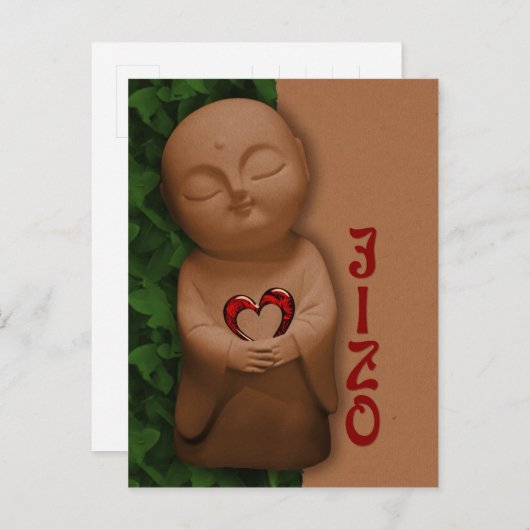 Carte Postale Jizō tenant un coeur CC0796 Sympathie (Devant / Derrière)