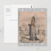 Carte Postale Joan d'Arc Moyen-Age Dentelle de costume de mode f (Devant / Derrière)