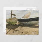 Carte Postale Joaquin Sorolla - Bateaux de pêche sur la plage (Devant / Derrière)