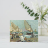 Carte Postale Joaquin Sorolla - Bateaux sur la plage de Valence (Debout devant)