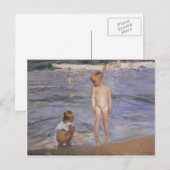 Carte Postale Joaquín Sorolla - Enfants se baignant sous le sole (Devant / Derrière)