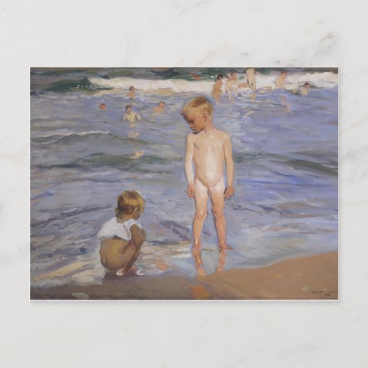 Carte Postale Joaquín Sorolla - Enfants se baignant sous le sole (Devant)