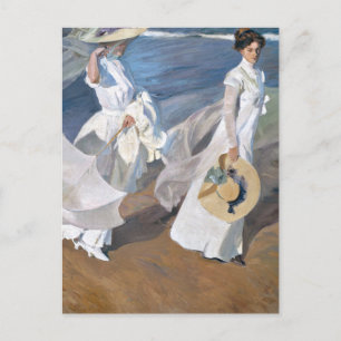 Carte Postale Joaquin Sorolla - Femmes se promenant sur la plage