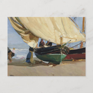 Carte Postale Joaquin Sorolla - Pescadores. Barcas varadas