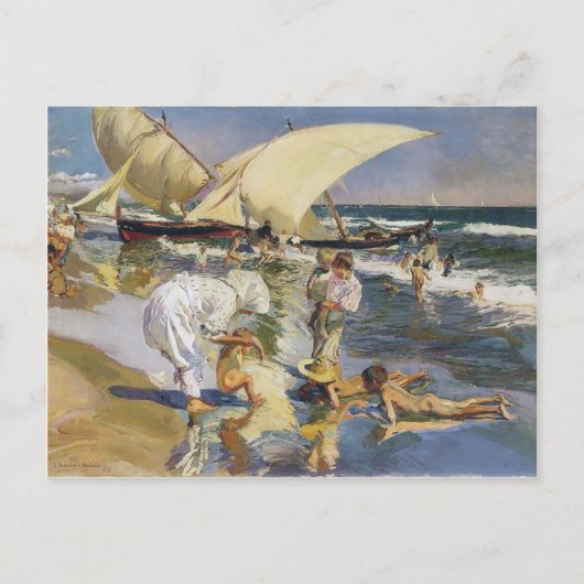 Carte Postale Joaquín Sorolla- Valencia plage le matin lumière (Devant)