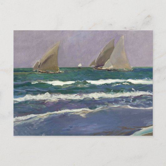 Carte Postale Joaquin Sorolla - Voiles de navires dans la mer (Devant)