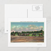Carte Postale Jockeys Finissant la course de chevaux sur la pist (Devant / Derrière)