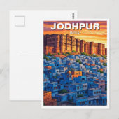 Carte Postale Jodhpur India Blue Maisons coucher du soleil (Devant / Derrière)