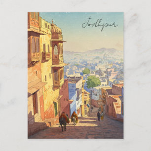 Carte Postale Jodhpur India Blue maisons Watercolor