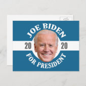 Carte Postale Joe Biden 2020 - Design classique photo bleu blanc (Devant / Derrière)