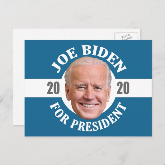 Carte Postale Joe Biden 2020 - Design classique photo bleu blanc (Devant / Derrière)