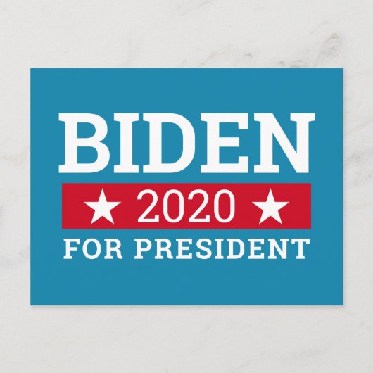 Carte Postale Joe Biden 2020 pour le président - Turquoise Blue (Devant)