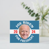 Carte Postale Joe Biden 2024 - Conception Classique Photo Bleu B (Debout devant)