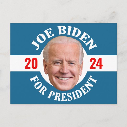 Carte Postale Joe Biden 2024 - Conception Classique Photo Bleu B (Devant)