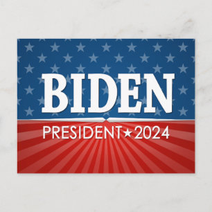 Carte Postale Joe Biden 2024 - étoiles emblématiques rayures