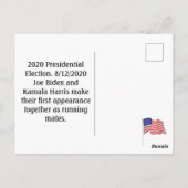 Carte Postale Joe Biden et Kamala Harris 2020 Running Mates (Dos)