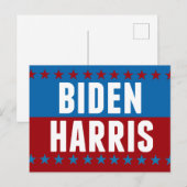 Carte Postale Joe Biden Kamala Harris Blue Red Stars (Devant / Derrière)