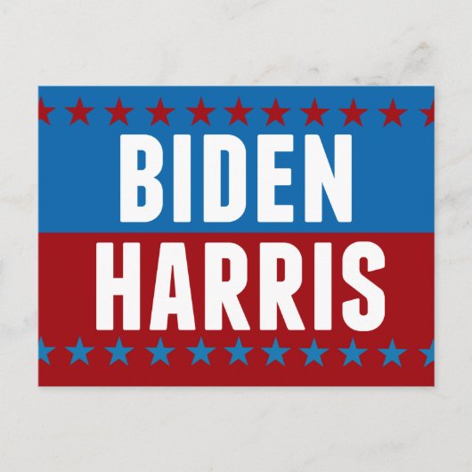 Carte Postale Joe Biden Kamala Harris Blue Red Stars (Devant)