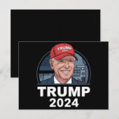 Carte Postale Joe biden Portant un Casquette Trump (Devant / Derrière)