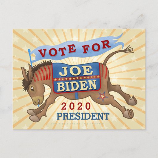 Carte Postale Joe Biden pour le président 2020 Démocrate Donkey (Devant)