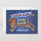 Carte Postale Joe Biden pour le président 2020 Démocrate Donkey (Devant / Derrière)