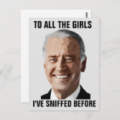CARTE POSTALE JOE BIDEN TOUTES LES FILLES QUE J'AI FLAIREEES AVA (Devant / Derrière)