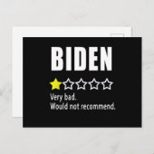 Carte Postale Joe Biden Très mauvais. Ne serait pas recommandé (Devant / Derrière)