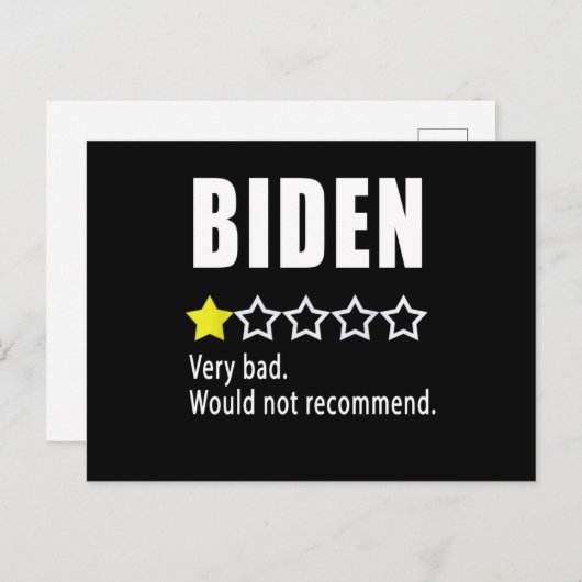 Carte Postale Joe Biden Très mauvais. Ne serait pas recommandé (Devant / Derrière)