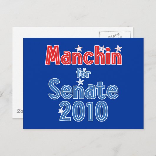 Carte Postale Joe Manchin pour Sénat 2010 Star Design (Devant / Derrière)
