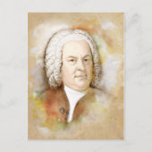 Carte Postale Johann Sebastian Bach Portrait en beige (Devant)