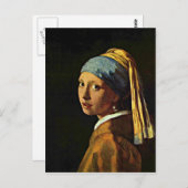 Carte Postale Johannes Vermeer art - Fille avec une oreille perl (Devant / Derrière)
