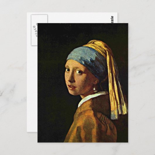 Carte Postale Johannes Vermeer art - Fille avec une oreille perl (Devant / Derrière)